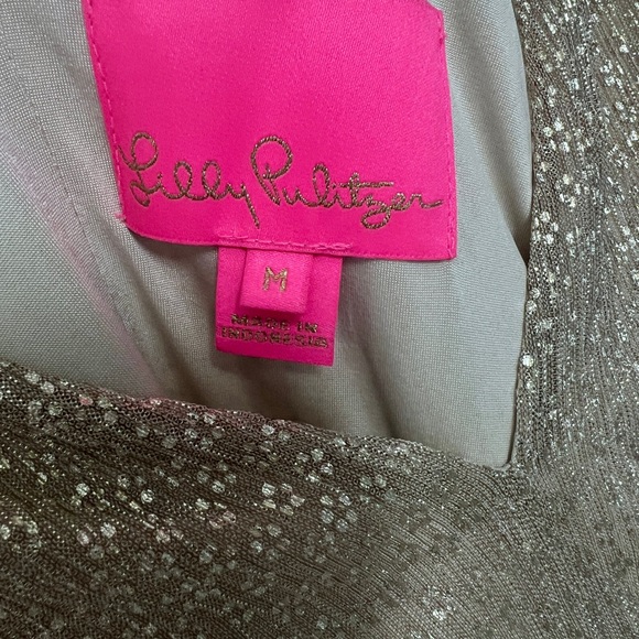 Lilly Pulitzer Faye Dress Gold Ruffle Mini - Size Medium - Picture 7 of 7